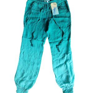 NWT Women's GUESS Los Angeles Tie Dye Ocean Aqua Turquoise Blue Pants Size XS
